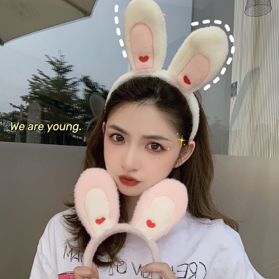 Băng Đô Cài Tóc Hình Thỏ Hoạt Hình Bằng Lông Nhung Phong Cách Hàn Quốc Xinh Xắn
