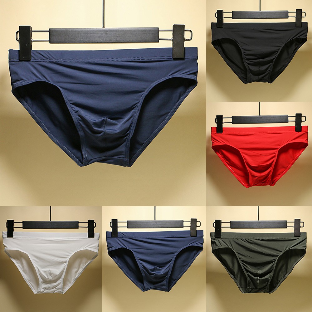 Quần Lót Lụa Lạnh Không Đường May Lưng Thấp Thoáng Khí Thoải Mái Gợi Cảm Cho Nam