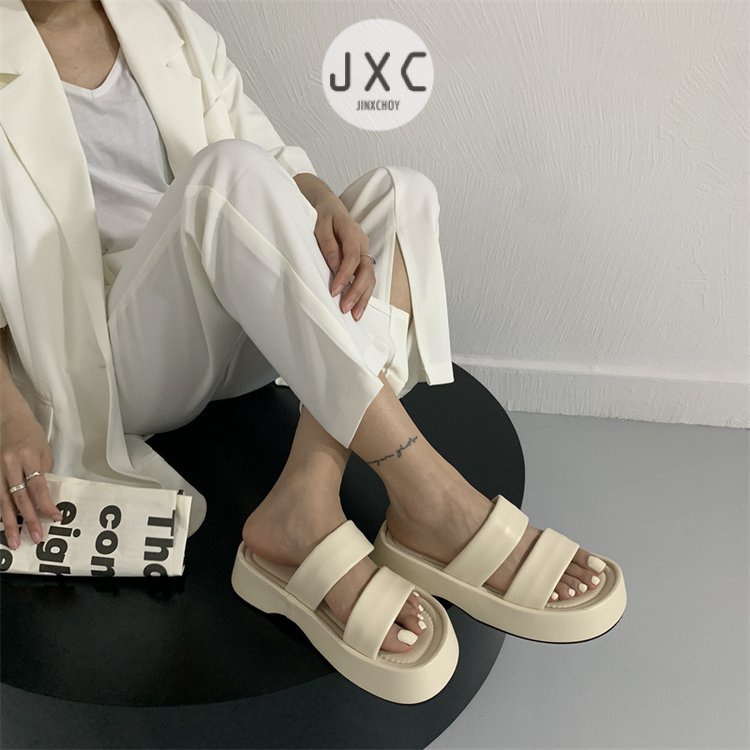 Dép sandal JINXCHOY da PU mũi tròn thời trang mùa hè 2023 xinh xắn dành cho nữ