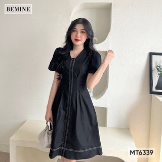 Đầm công sở chạy chỉ cổ V đính nút BEMINE MT6339