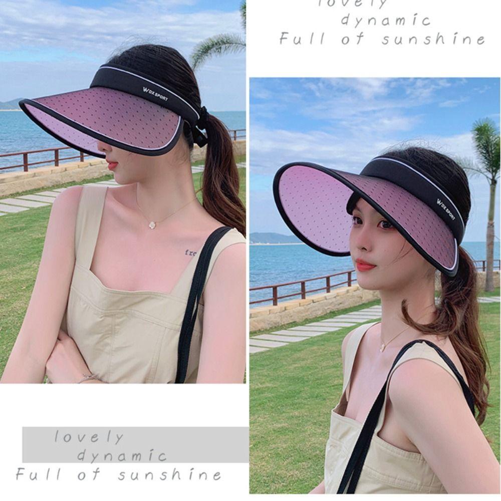 Mũ Rộng Vành Hở Chóp Chống Tia UV Có Thể Gấp Gọn Tiện Dụng Cho Nữ