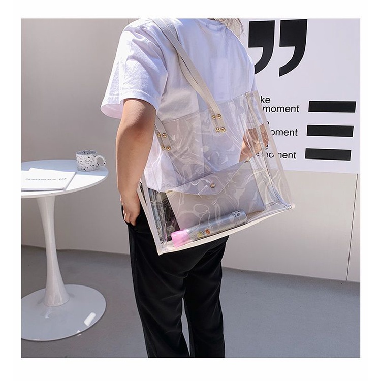 Túi Xách Tote LV Nữ Trong Mua Sắm Bằng Nhựa PVC Trong Suốt Chống Thấm Nước Cao Cấp Tiện Lợi