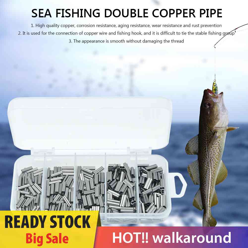 300pcs 1.0-1.8mm Double Copper Crimp Tube Fishing Line Connector Rigging Tackle