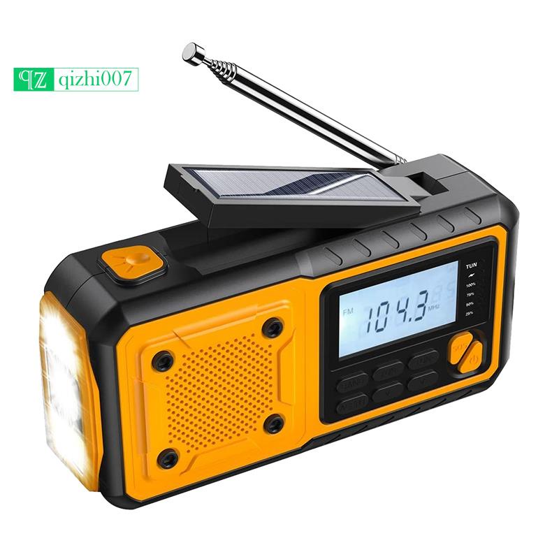 Radio Năng Lượng Mặt Trời 4000MAh Kèm Sạc Điện Thoại Và Đèn Pin LED Báo Động Cho Hoạt Động Ngoài Trời
