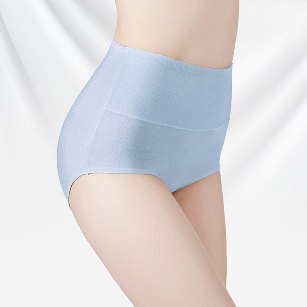 Quần Lót Cotton Lụa Mát Thoáng Khí Lưng Cao Ôm Bụng Thời Trang Cho Nữ