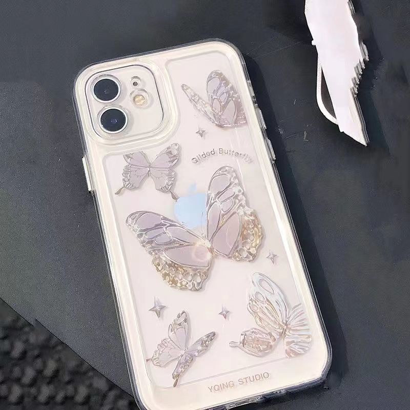 ✅Ốp Điện Thoại Trong Suốt Chống Sốc In Họa Tiết Bươm Bướm Xinh Xắn Dành Cho iPhone 14 Pro Max 13 11 xs