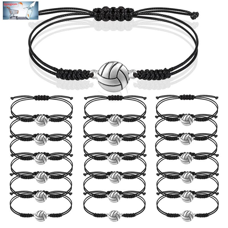 Bộ 24 Vòng Đeo Tay Dây Bện Đính Bóng Chuyền Trang Trí Độc Đáo