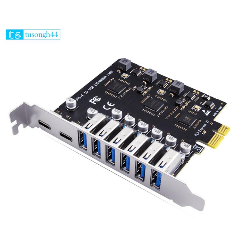 Card Mở Rộng PCIE 6 Cổng USB 3.2 Và 2 Cổng USB-C 3.2 PCI-E