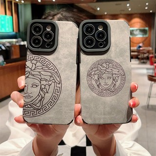 Ốp Điện Thoại Da Mềm Chống Rơi Họa Tiết Versace Cho iPhone 14 Pro Max 13 Pro Max 12 11 Xs Max 7Plus XR
