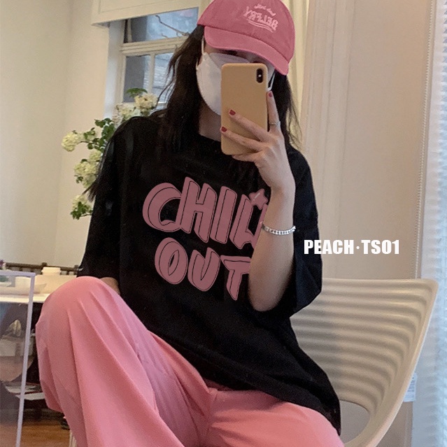 Áo Thun Dáng Rộng Cổ Tròn In Chữ Kiểu Hàn Quốc Thời Trang Mùa Hè Cho Nữ