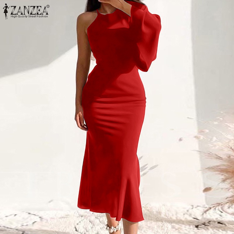 Đầm đuôi cá ZANZEA không tay cổ tròn thời trang cao cấp cho nữ