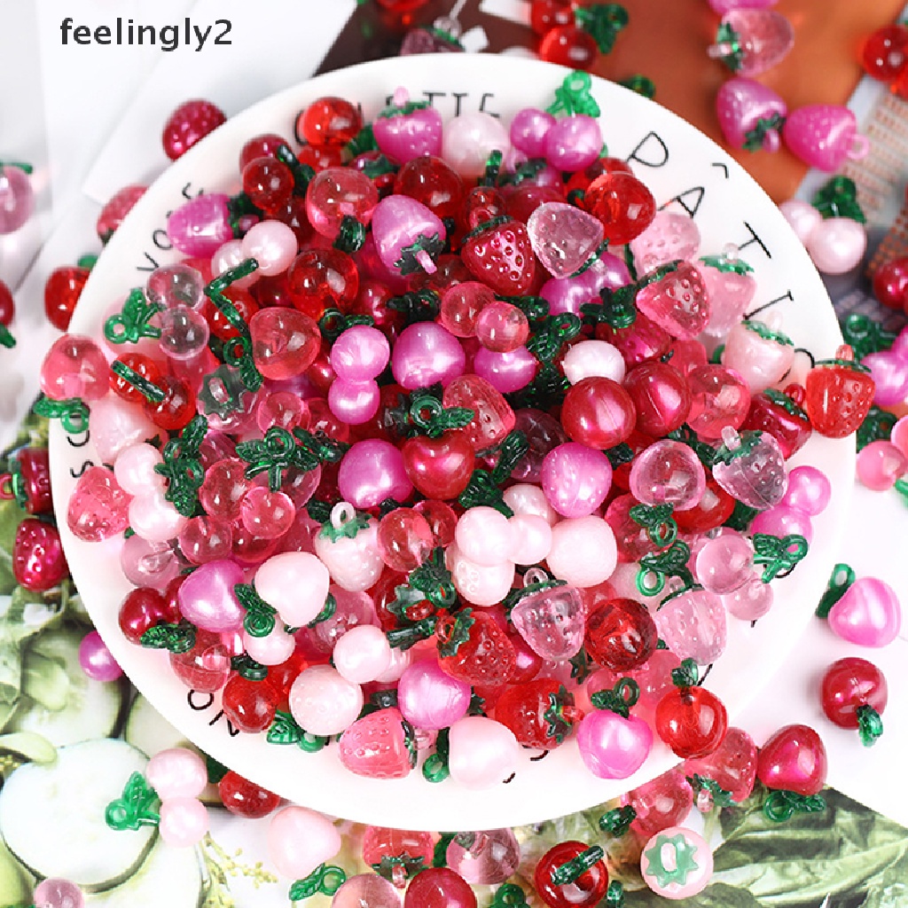 Bộ 10 Quả Cherry 3D Mini Bằng Nhựa Dùng Trang Trí Sổ Tay DIY