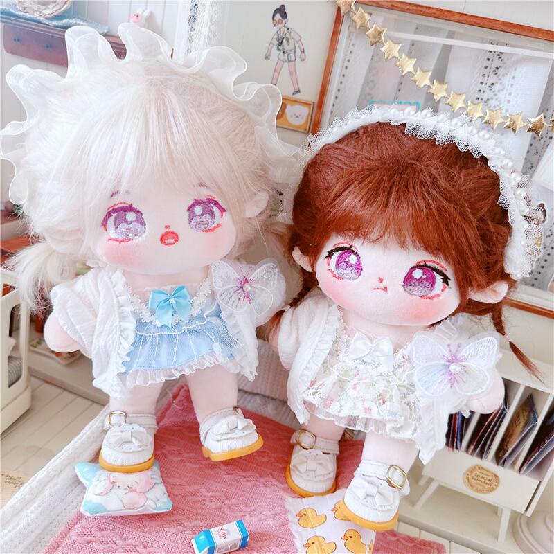 Bộ Áo Khoác + Đầm Yếm Cotton Xinh Xắn Dành Cho Búp Bê 20cm
