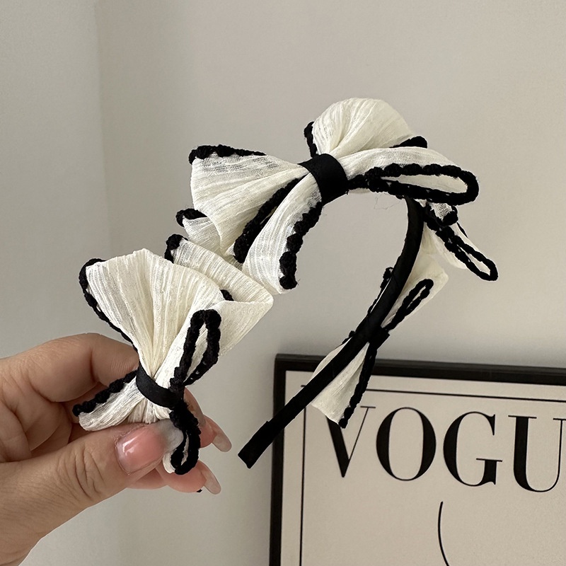 Băng Đô Nơ Màu Trắng Đen Phong Cách Nhật Bản Thời Trang Cho Nữ