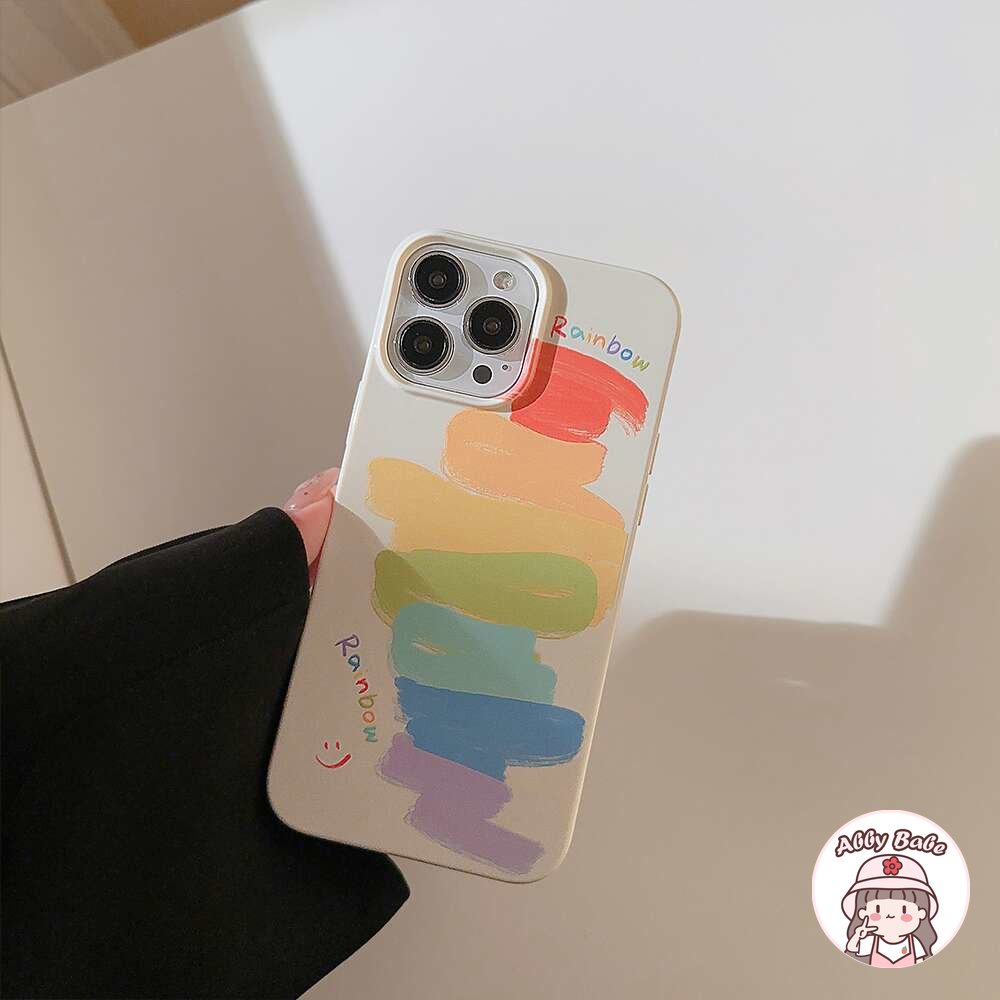 Ốp Điện Thoại TPU Mềm Bo Viền Chống Bụi Màu Cầu Vồng / Trắng Cho IPhone 14 Pro Max 13 12 11 Pro Max