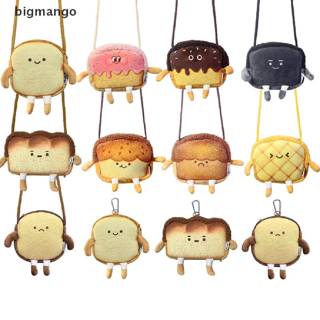 Bigmango Túi Tote Đeo Vai Đựng Tiền Xu Hình Bánh Mì Nhồi Bông Dễ Thương