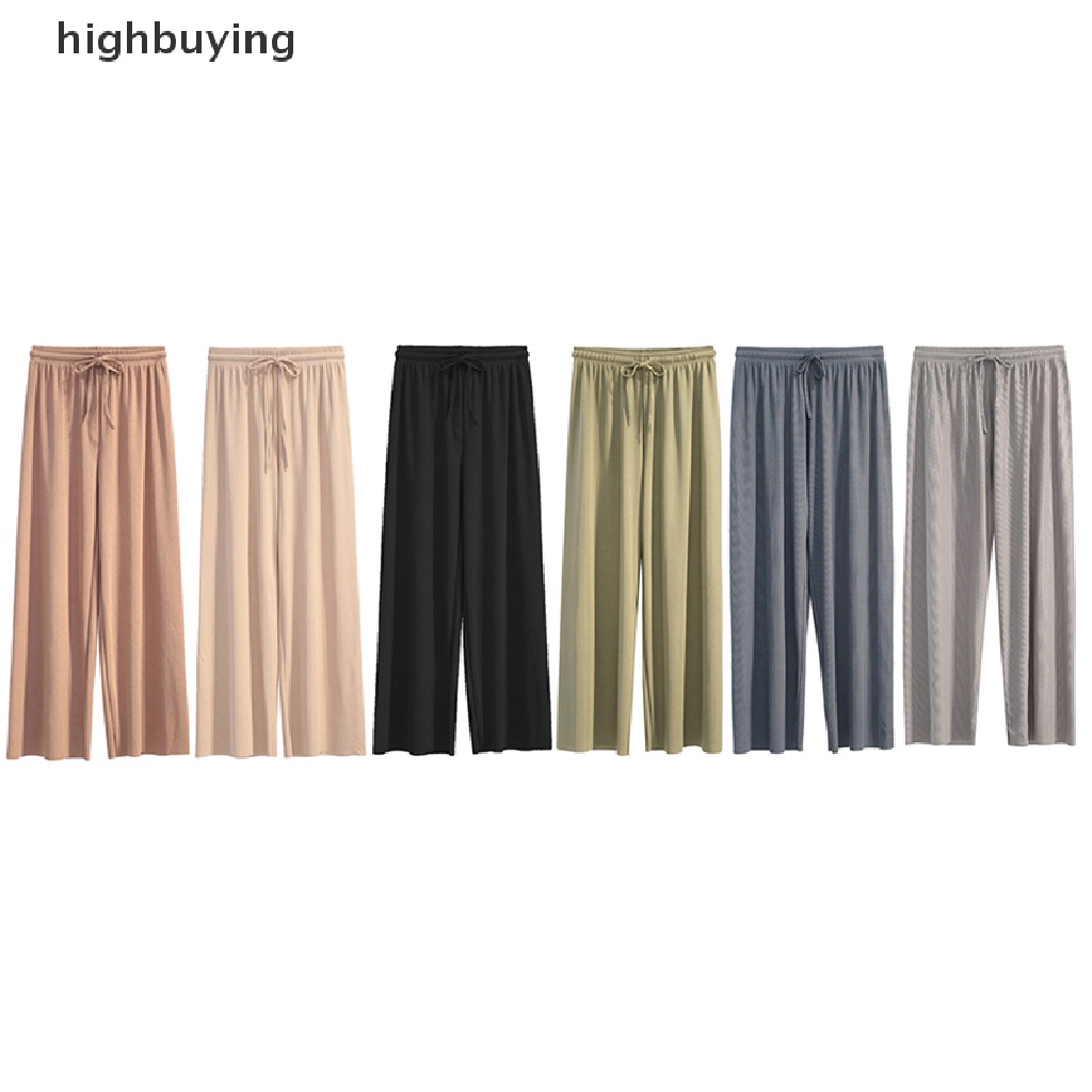 Quần ống rộng Lưng Cao Vải Lụa Mát Phong Cách Retro Thời Trang Xuân Hè Cho Nữ