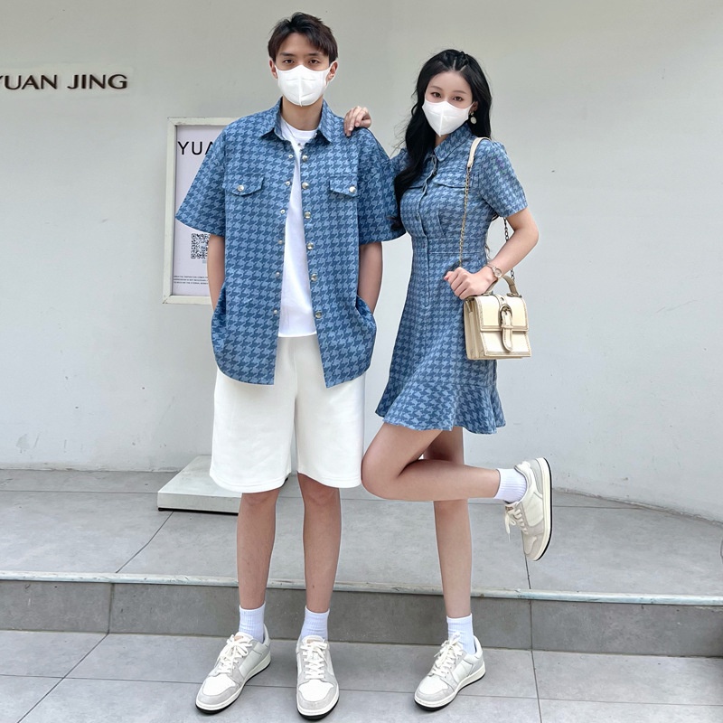 Áo Sơ Mi cotton Tay Ngắn Phong Cách Hàn Quốc Thời Trang Mùa Hè 2023 Mới Cho Cặp Đôi