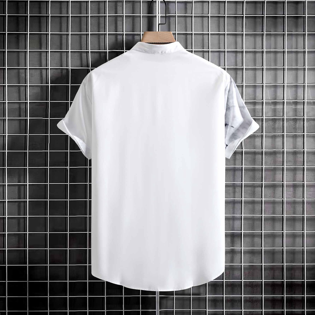 Áo Sơ Mi Nam Cotton Ngắn Tay Cổ Đứng Cài Nút Màu Trơn In Hoa Kiểu Trung Hoa Thời Trang Cho Nam 2023