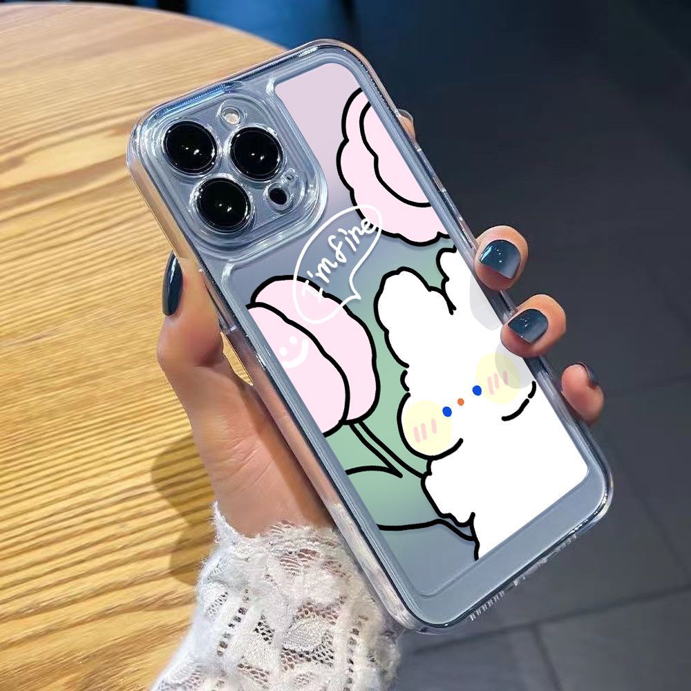 Ốp Điện Thoại TPU Mềm Trong Suốt Chống Sốc In Hình Thỏ Hoạt Hình Cho iphone 11 Promax 14 pro max 11 12 / 13 / 6 / 7 / 8plus / X max