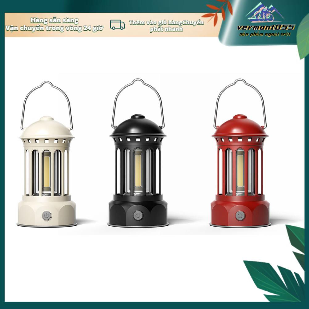 Có thể bán buôn Đèn Lồng Cắm Trại COB Retro ABS Sắt Mạ Chrome Di Động Cho Câu Cá Ngoài Trời Vermont055 Hàng giao ngay