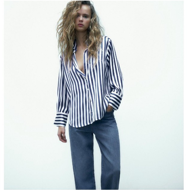 Zara Mùa Hè Áo Sơ Mi Xếp Nếp satin