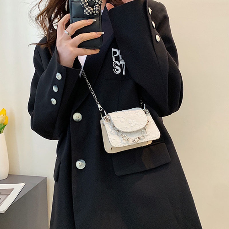 Túi Đeo Chéo mini hình vuông phối dây xích nhỏ gọn xinh xắn dành cho nữ JP5