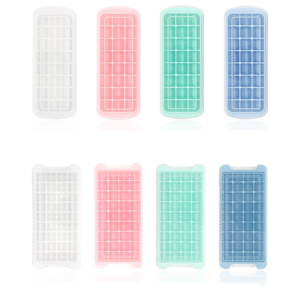 Khay Làm Đá Viên 24 / 36 Ngăn Bằng Silicone Cấp Thực Phẩm Kèm Nắp