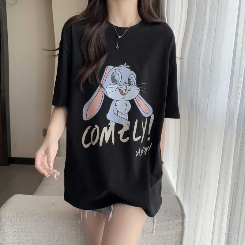 Áo Thun NgắN Tay Cổ TròN In HìNh Thỏ ThờI Trang MùA Hè MớI