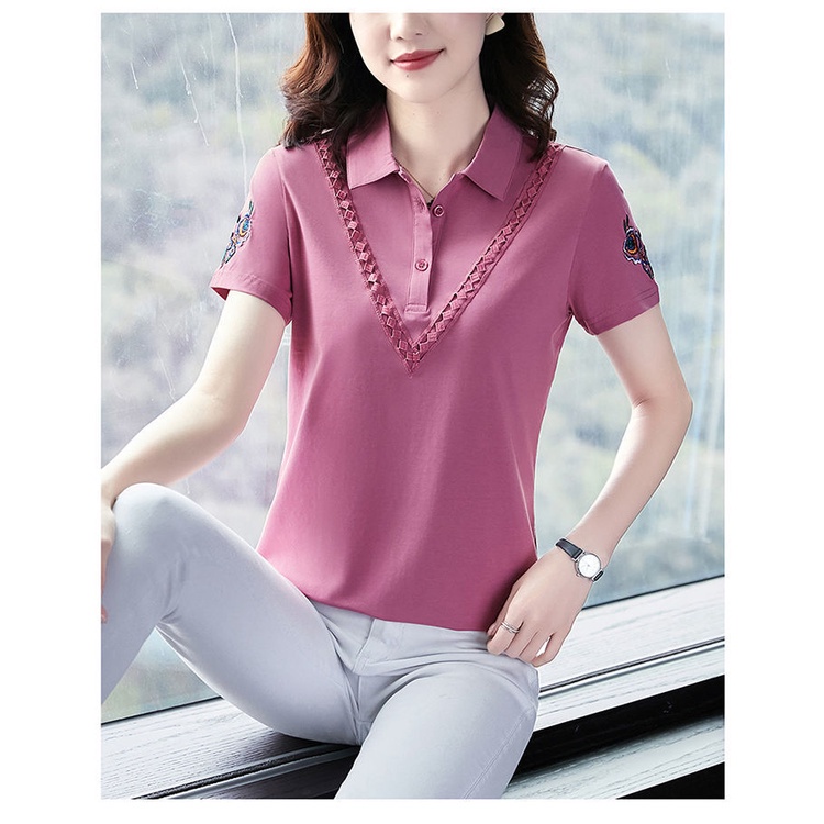 Áo Sơ Mi Cotton Dáng Rộng Thời Trang Mùa Hè Dành Cho Phụ Nữ Trung Niên Fd7u