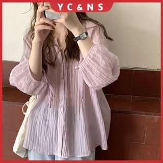Áo Sơ Mi Chống Nắng Tay Phồng Dáng Rộng Xếp Ly Thời Trang Mùa Hè Phong Cách Hàn Quốc Hàng Mới Cho Nữ