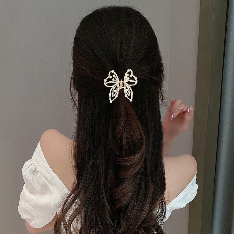 Kẹp Tóc Hình Bướm Đính Ngọc Trai Thời Trang Cho Nữ CHLINS