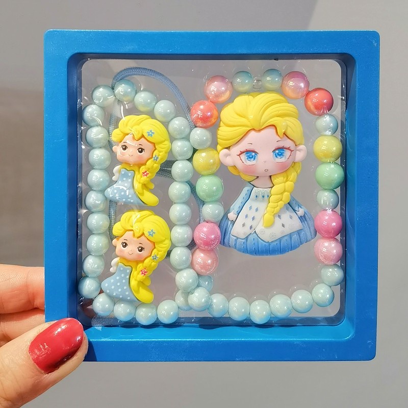 Bộ Vòng cổ + Dây Buộc Tóc Hình Công Chúa Tiên Cá Hoạt Hình Cho Bé Gái