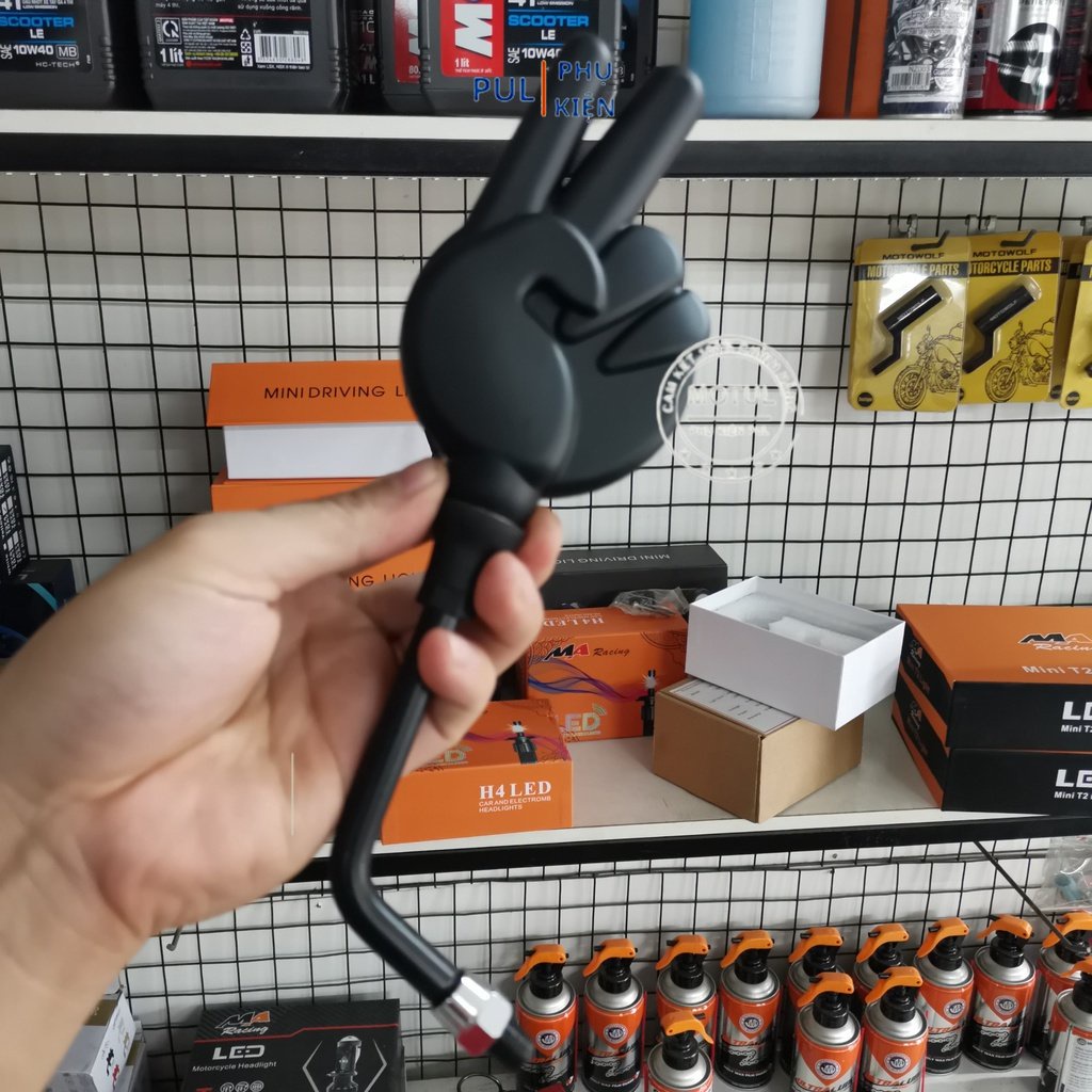 Gương xe máy mẫu ngón tay mặt kính xanh cho xe máy Wave SH SH Mode AB...