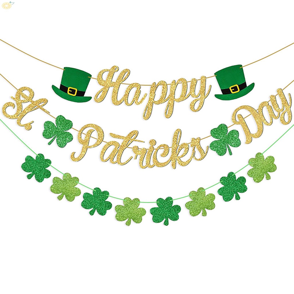 【VARSTR】Banner 3 String Banners Decoration Irish Lucky Day Paper Reusable Brand New