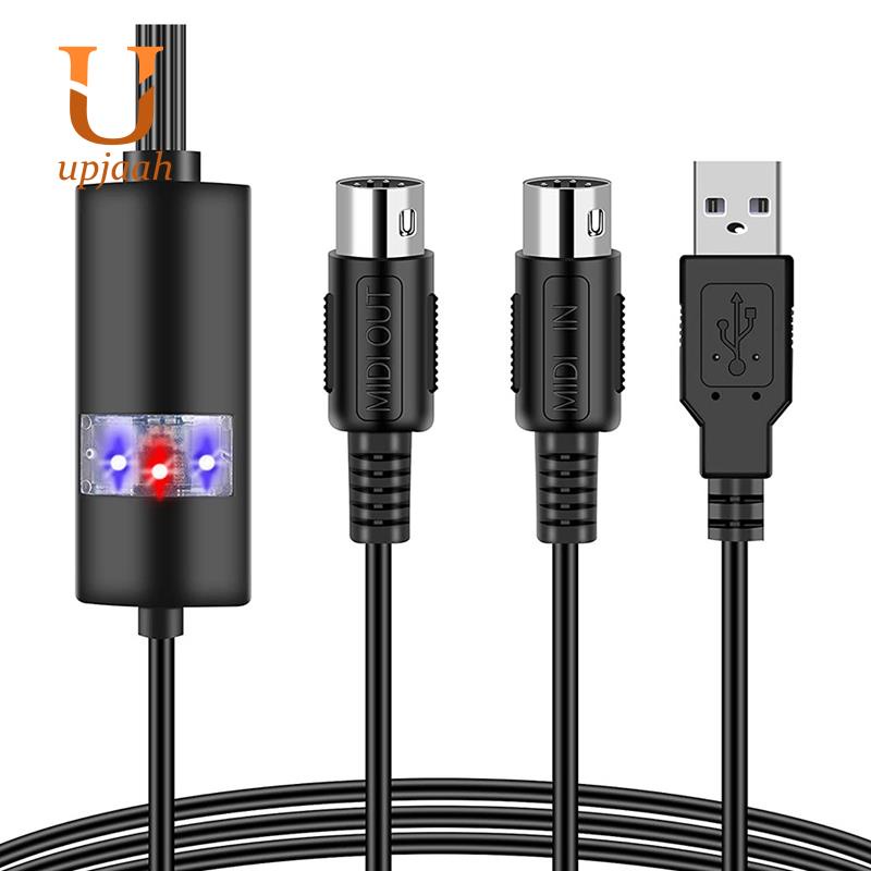 USB MIDI Cable MIDI to USB Cable Adapter Converter Connect Piano Keyboard to PC/Laptop for Editing&Recording 2M(Black)