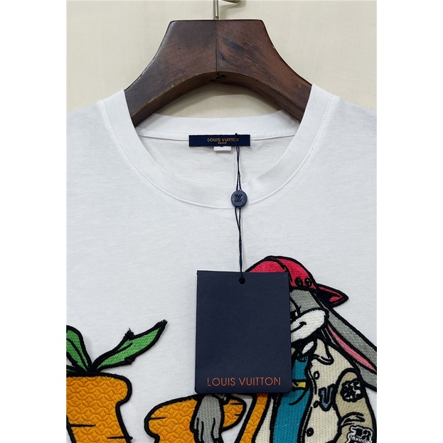 Áo Thun cotton Tay Ngắn Cổ Tròn Thêu Họa Tiết Hoạt Hình Cho Nam Size S-4XL L0uis Vu1tt