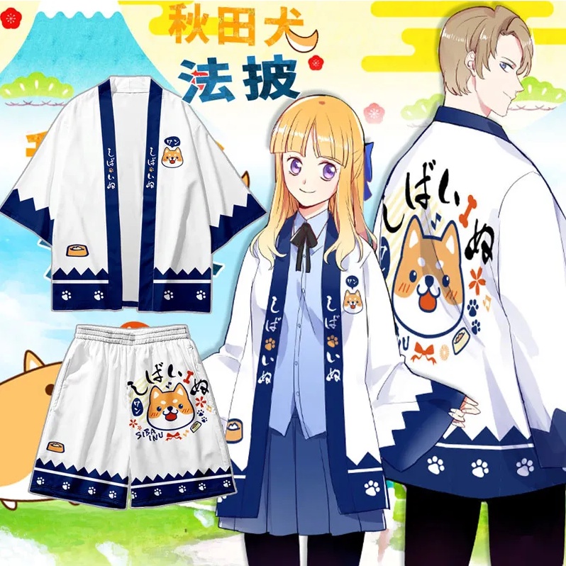 Áo Khoác Kimono Dáng Rộng In Hình Chú Chó Shiba Nhật Bản Thời Trang Mùa Hè Cho Nam Và Nữ