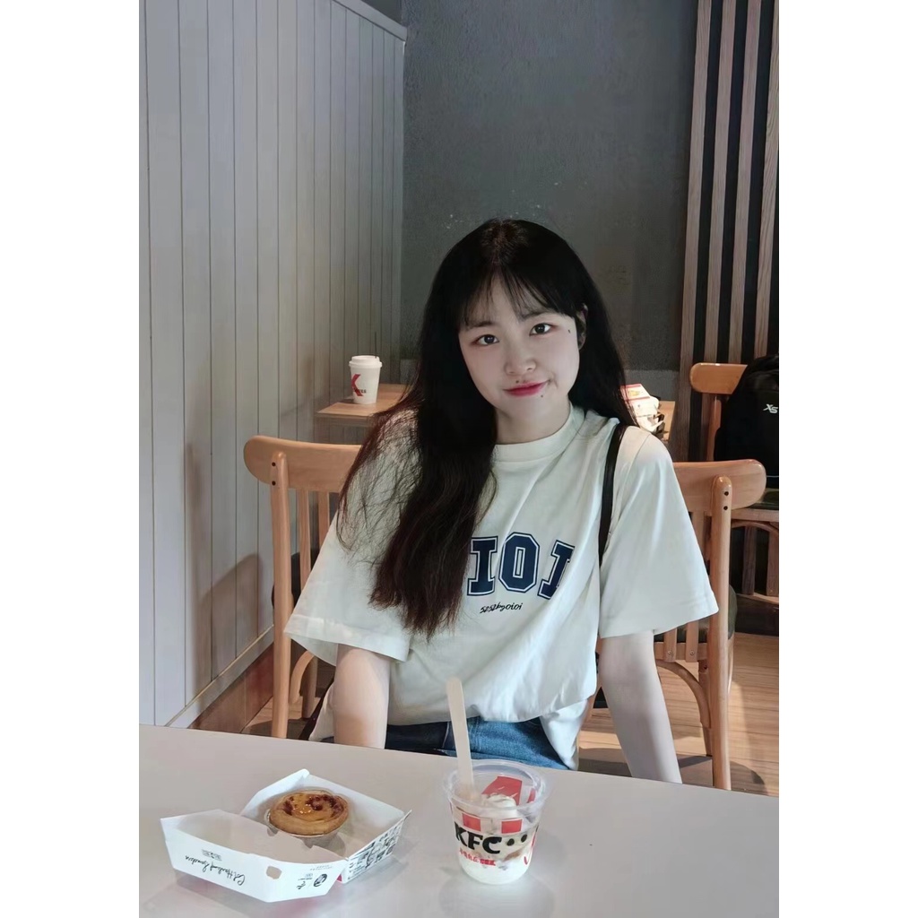 Áo Thun cotton Tay Ngắn Dáng Rộng In Chữ OIOI Kiểu Hàn Quốc Thời Trang Cho Nam Và Nữ