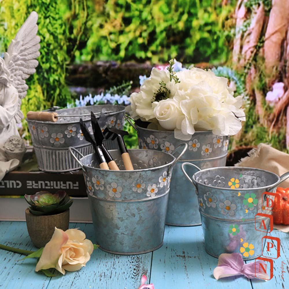 Chậu Hoa DAPHS Bằng Sắt Họa Tiết Dập Nổi Phong Cách Vintage