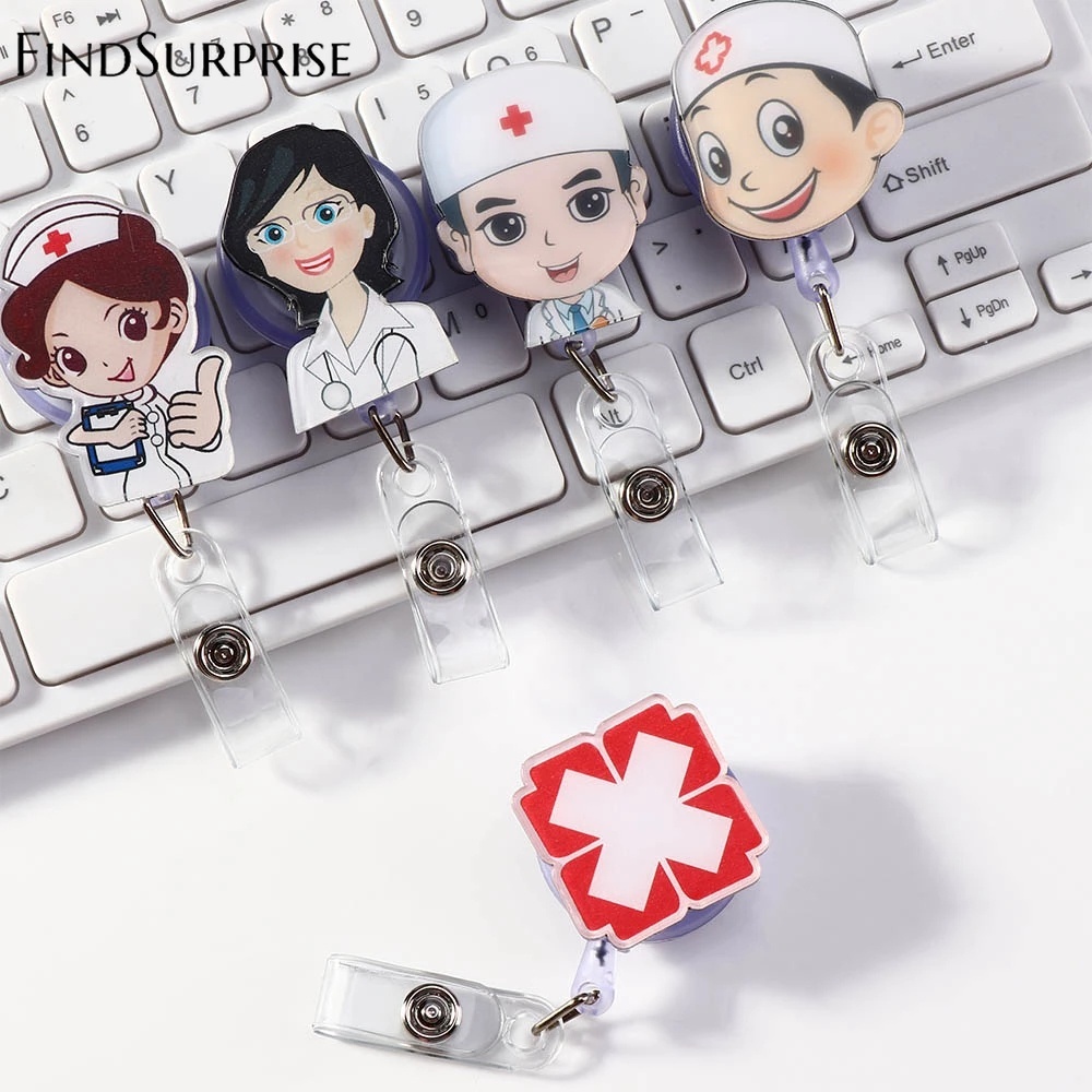 Kẹp Giữ Thẻ ID / Thẻ Tên Họa Tiết Hoạt Hình Dễ Thương Có Thể Thu Gọn