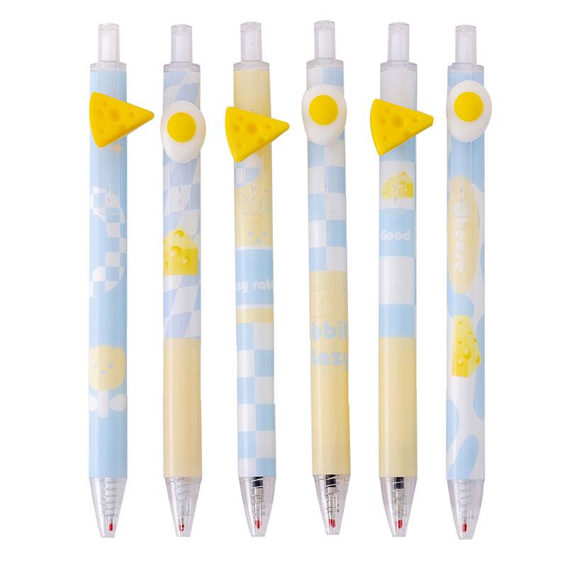 Bút gel mực đen trứng ốp la phô mai cực đáng yêu, vỏ pastel ngòi 0.5mm