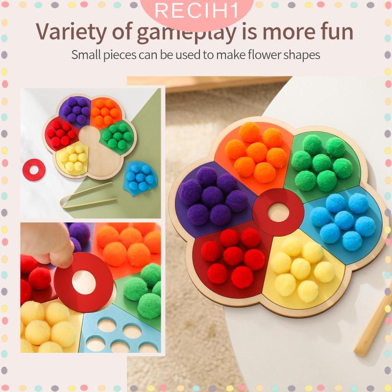 [Recih] Trò Chơi Hạt Gỗ Cảm Biến Kỹ Năng Động Cơ Mịn Phân Loại Montessori Giáo Dục Cho Bé