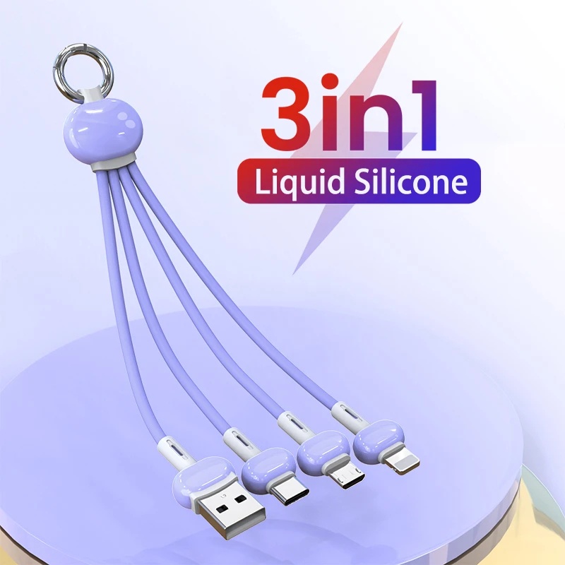 Dây Cáp Sạc USB Loại C 3 Trong 1 3 Trong 1 Gắn Móc Khóa Tiện Dụng Cho Huawei Xiaomi Redmi