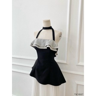 [HỎA TỐC HCM] [Ảnh thật] Áo peplum phối bèo lệch tà dây cột cổ