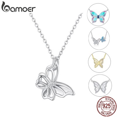 Vòng cổ Bamoer Bạc 925 Mặt Hình Bướm Đơn Giản Với 5 Kiểu Dáng Thời Trang Dành Cho Nữ