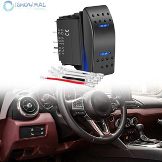 Rocker Switch Bipolar Double End Blue LED Light Momentary Rocker Switch Toggle