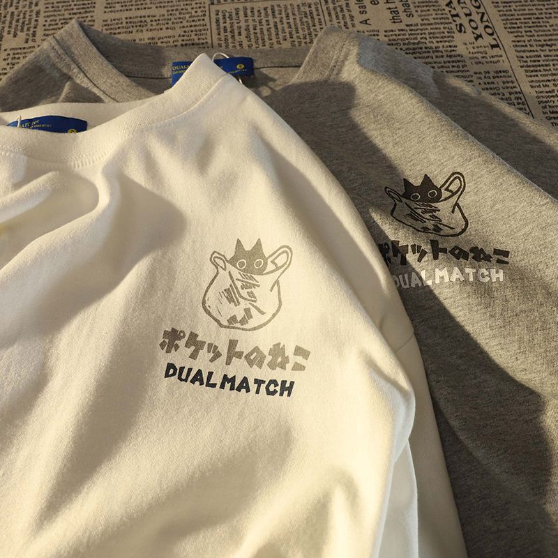 T shirt nam，áo phông，áo thun oversize nam，thời trang nam，áo thun unisex，Áo Thun Ngắn Tay Form Rộng In Hình Mèo Phong Cách retro Dành Cho Cả Nam Và Nữ，áo sơ mi trắng，đồ bộ nam，áo nam，hàn quốc，