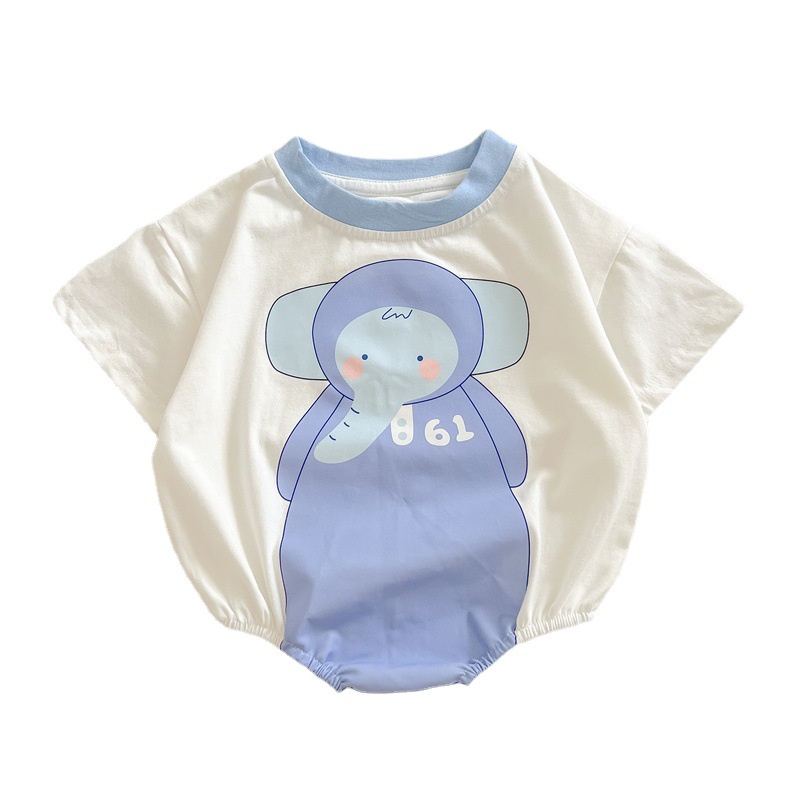 Áo liền quần PINPOO hoạt hình chú voi xanh lam đáng yêu cho bé