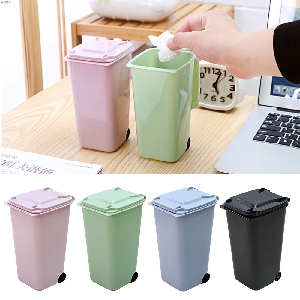 Thùng Rác Mini Có Bánh Xe Sáng Tạo Văn Phòng Gia Dụng Thùng Nhựa Để Bàn Thùng Rác Mini Thùng Rác Kéo Nhỏ Bút Chì Bán Chạy